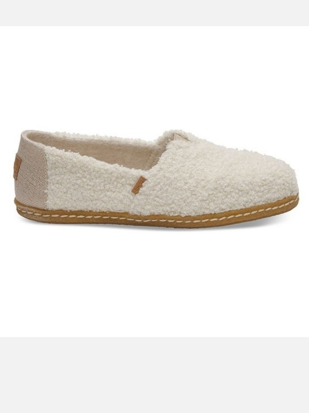 Toms Faux Shearing Alpargata Flats Cream and Tan Size 6